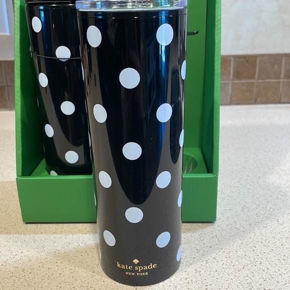 Kate Spade NIB Black and White Polka Dot Tumbler & Thermal Mug Set - Picture 3 of 5